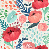 Red Flowers Leaves Wallpaper